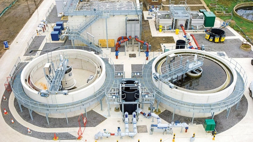 New final settlement tanks (FSTs) and and FST distribution chamber and ASPs in the background 