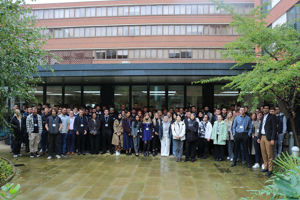 Delegates from the MMB early careers development programme standing outside Aston University, the location of the launch event.