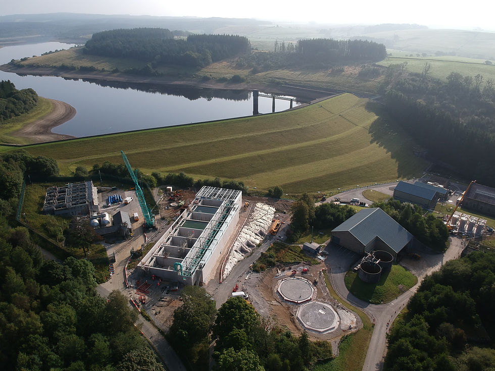 Aerial view of a wastewater treatment works