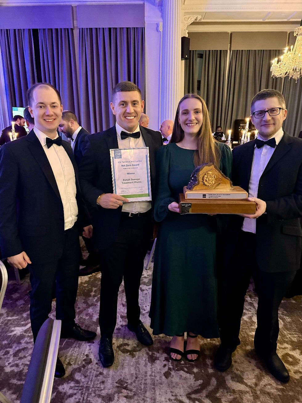 Winning team collecting award at ICE Yorkshire & Humber