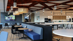 The new JN Bentley Leeds office boasts a large open-plan kitchen