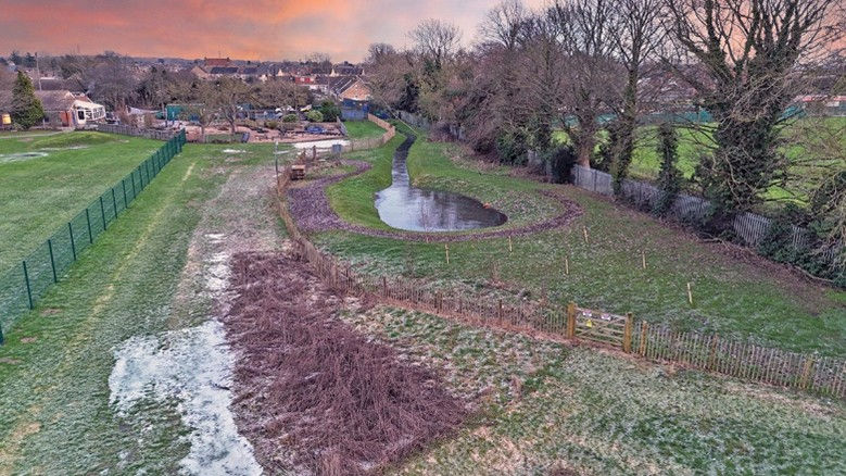 Field showing sustainable drainage system 