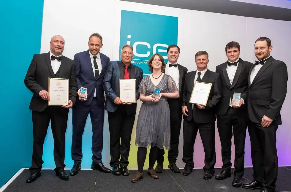 (L-R) Steve Clarke (STW), James Hopkinson (MMB), Mark Linney (MMB), Eleanor Rycroft (STW), Nick Braithwaite (MMB), Stephen Rooke (MMB), Sam Craig (STW), Jamie Beech (MMB