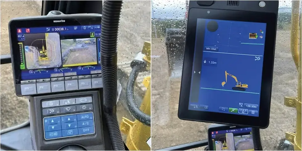 Digital screen inside the cab of an intelligent excavator